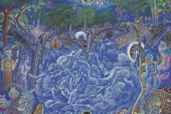 Los Rondadores del Mundo, 3/29/06, 5:52 PM,  8C, 7477x10461 (225+162), 100%, Custom,  1/30 s, R48.0, G22.7, B36.157cmX76cm, Gouache extrafino on Arches, Pablo Amaringo, Cuadro Fechado 16-02-02